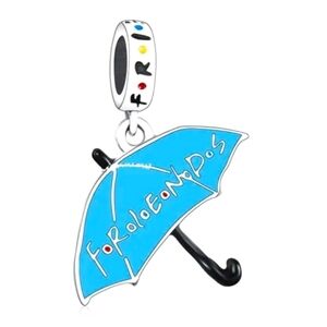New Friends TV show blue umbrella silver dangle charm for jewelry bracelet
